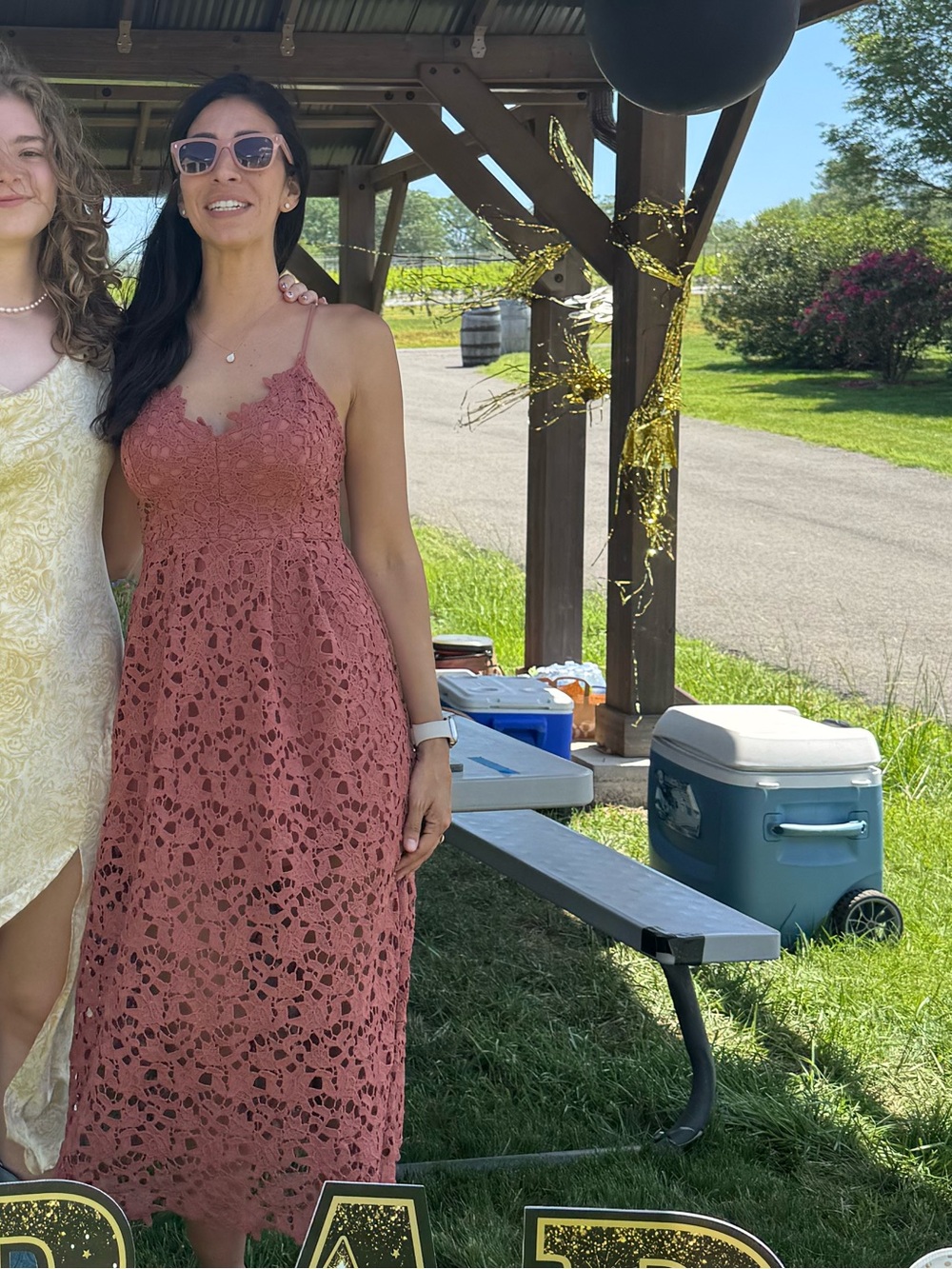 Astr adjustable Spaghetti-Strap Lace Maxi Dress in Dusty Rose